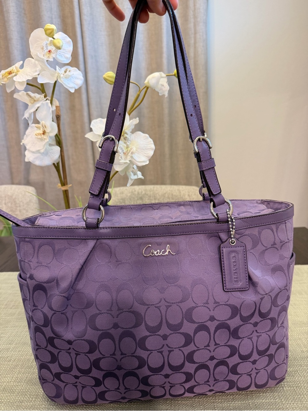 Coach Purple Signature Tote Bag